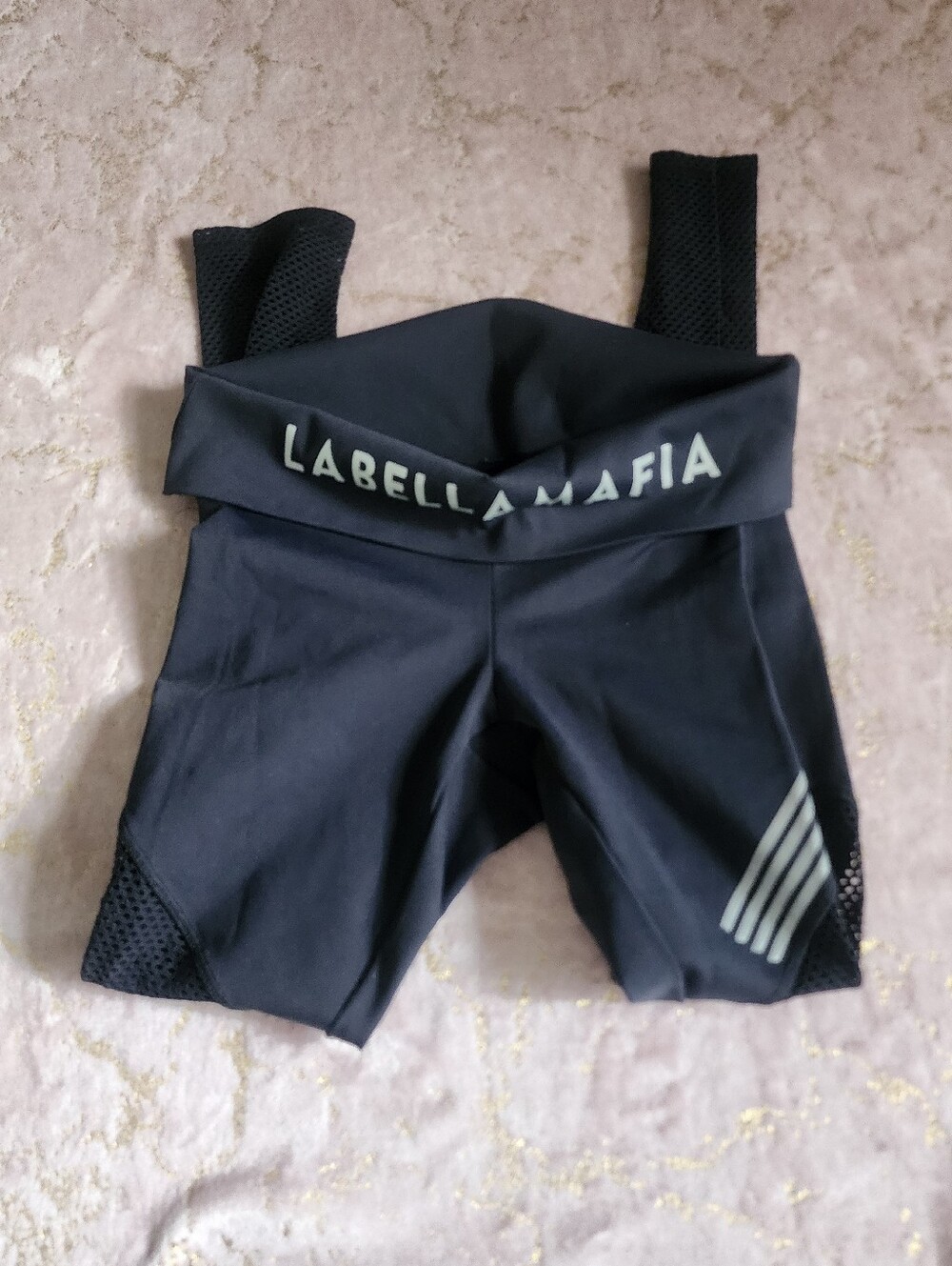 LABELLAMAFIA | Black Reflective Mesh Leggings